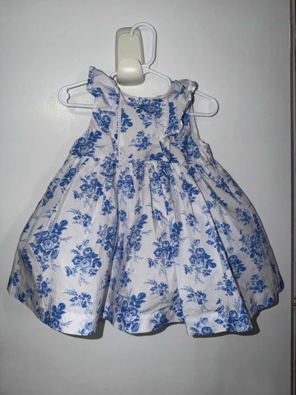 Janie and Jack White Dress with Blue Floral Print